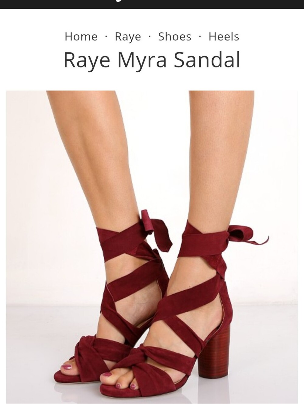RAYE Myra  Burgundy Wrap Strappy Block Heel Sandal
